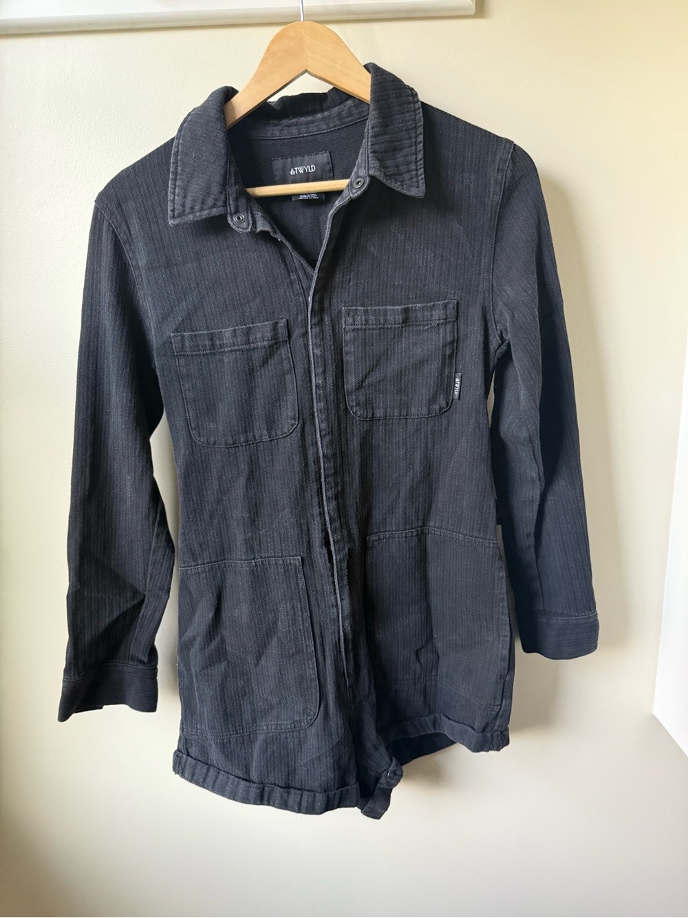 ATWYLD No Service Jumper Black Romper Utility Herringbone Grunge Gorpcore XS